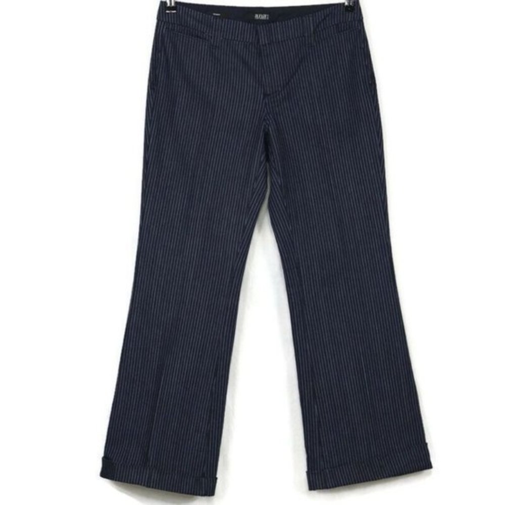 a.n.a‎ Wide Leg Trouser Jeans Dark Pinstripe Stretch Cuffed 8P 8 Petite